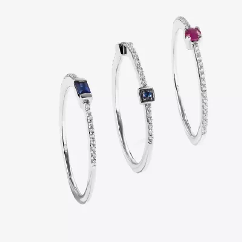 Star Wars Fine Jewelry Womens 1/5 CT.  Genuine Blue Sapphire Sterling Silver Stackable Ring