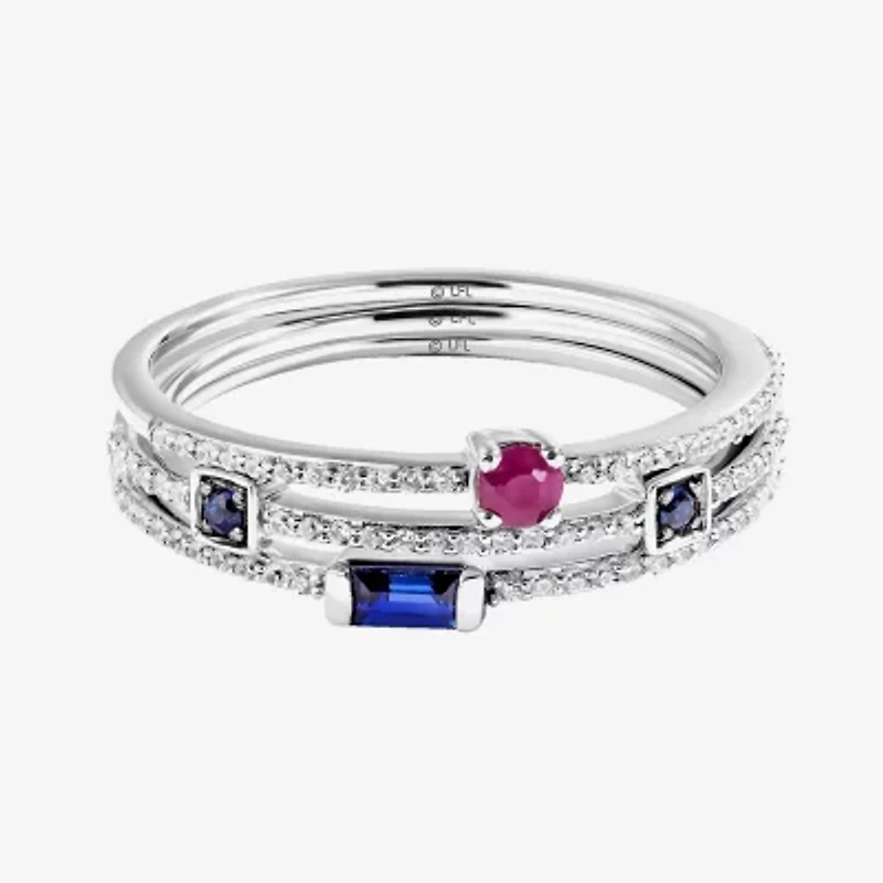 Star Wars Fine Jewelry Womens 1/5 CT. Genuine Blue Sapphire Sterling Silver Stackable Ring