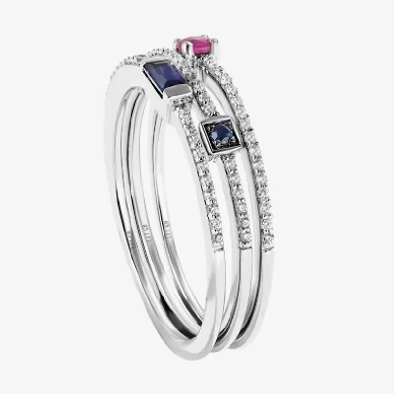 Star Wars Fine Jewelry Womens 1/5 CT. Genuine Blue Sapphire Sterling Silver Stackable Ring