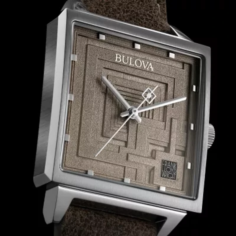 Bulova Mens Leather Strap Watch 96a314