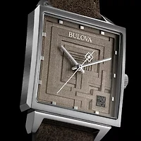 Bulova Mens Leather Strap Watch 96a314