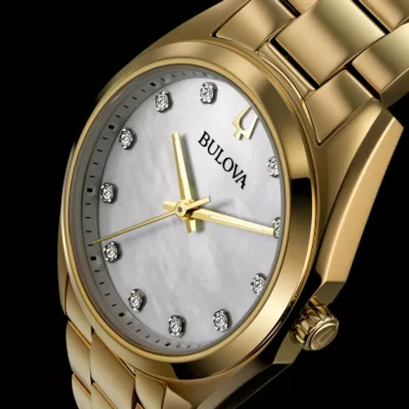 Bulova Surveyor Womens Gold Tone Stainless Steel Bracelet Watch 97p172