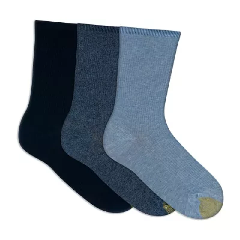 Gold Toe Non-Binding Wellness Womens 3 Pair Crew Socks