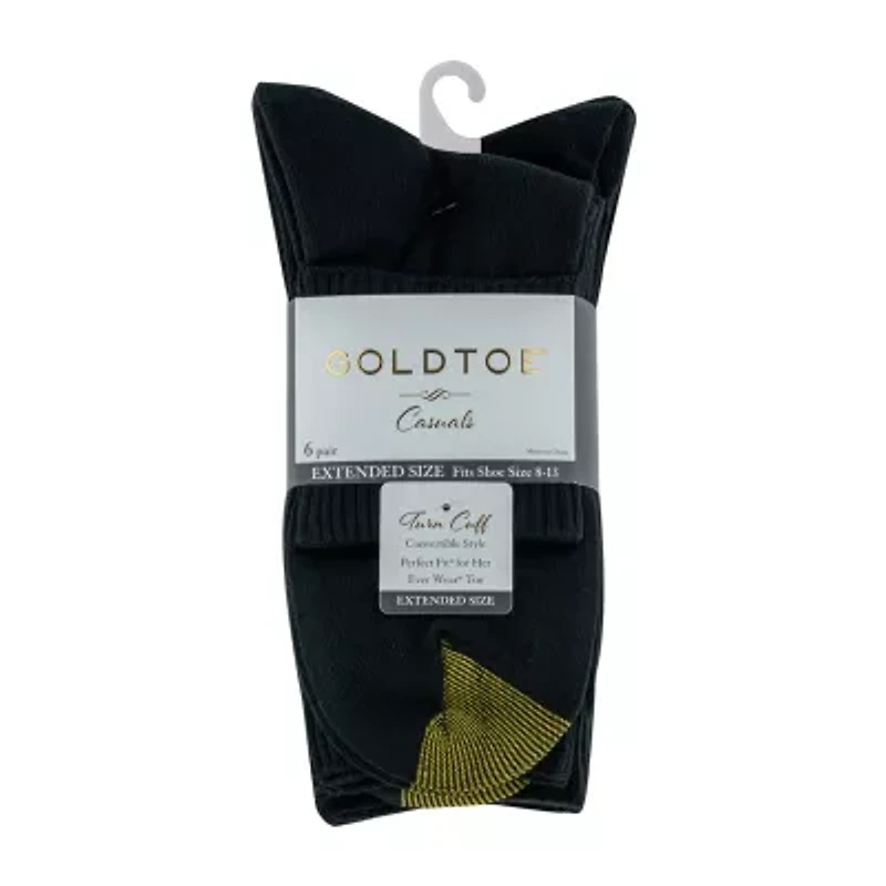 Gold Toe Womens 6 Pair Plus Tall Turncuff Socks