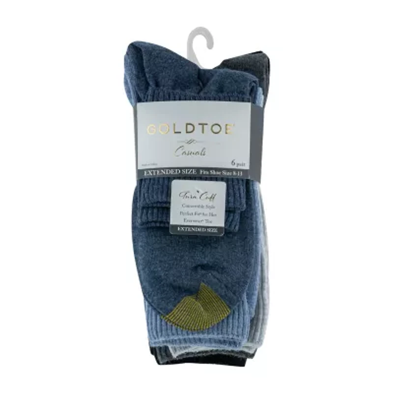 Gold Toe Womens 6 Pair Plus Tall Turncuff Socks