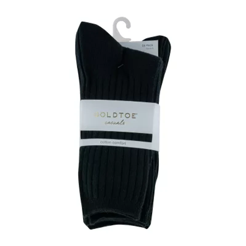 Gold Toe Ribbed Womens 6 Pair Crew Socks