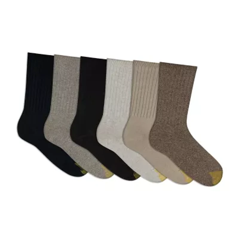 Gold Toe Ribbed Womens 6 Pair Crew Socks