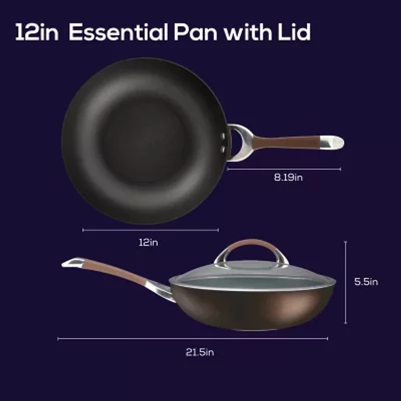 Circulon Symmetry Hard Anodized 12" Chef Frying Pan with Lid