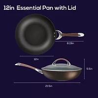 Circulon Symmetry Hard Anodized 12" Chef Frying Pan with Lid