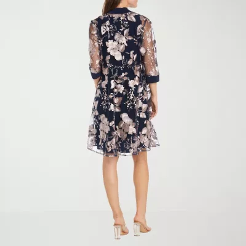 R & M Richards Womens Floral Jacket Dress
