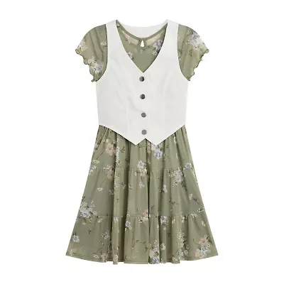 Byer California Big Kid Girls Floral Dress Set