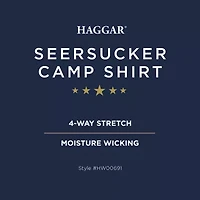 Haggar Performance Seersucker Mens Short Sleeve Slim Fit Button-Down Shirt