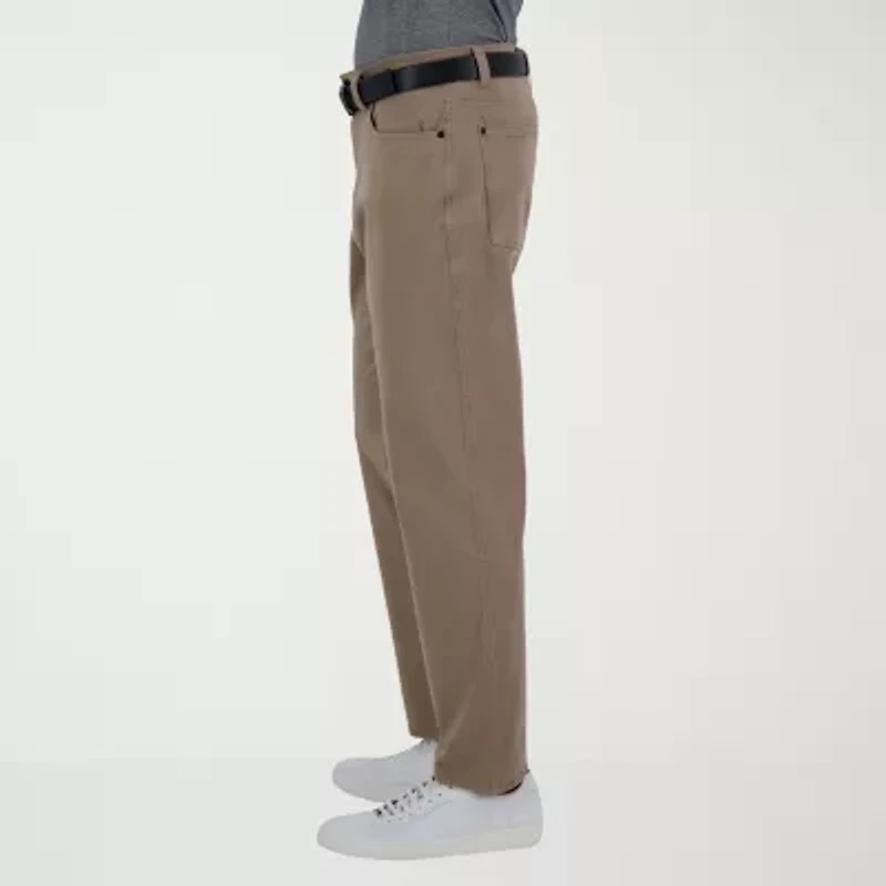 Haggar The Active Series City Flex 5 Pocket Cotton Traveler Mens Comfort Waistband Straight Fit Flat Front Pant