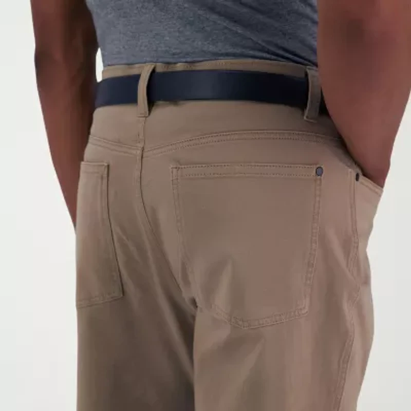 Haggar The Active Series City Flex 5 Pocket Cotton Traveler Mens Comfort Waistband Straight Fit Flat Front Pant