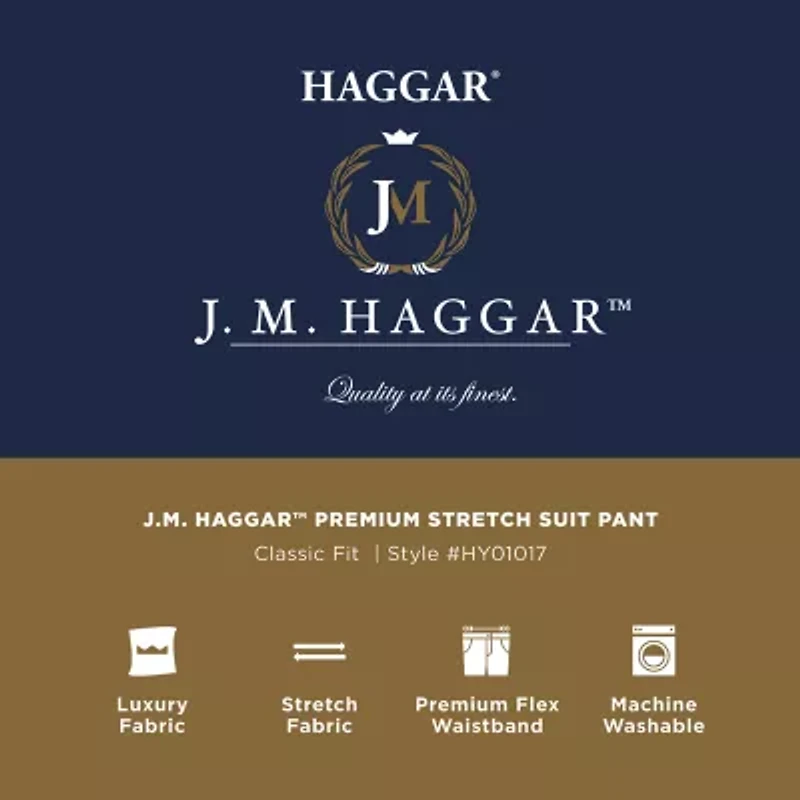 Haggar JMH Prince Of Wales Mens Plaid Stretch Fabric Classic Fit Flat Front Suit Pant