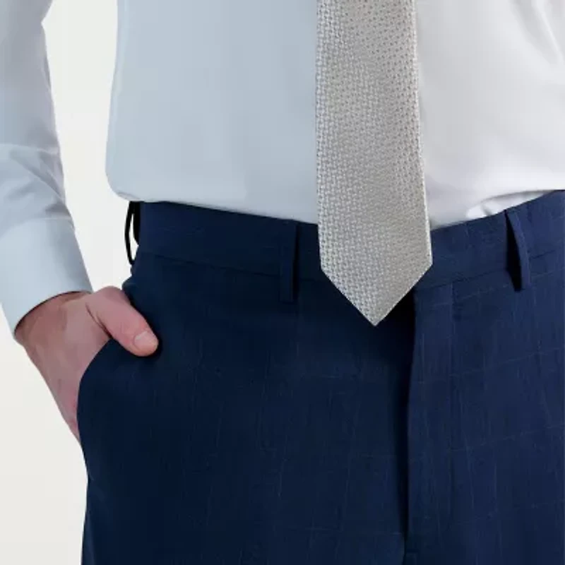 Haggar JMH Prince Of Wales Mens Plaid Stretch Fabric Classic Fit Flat Front Suit Pant