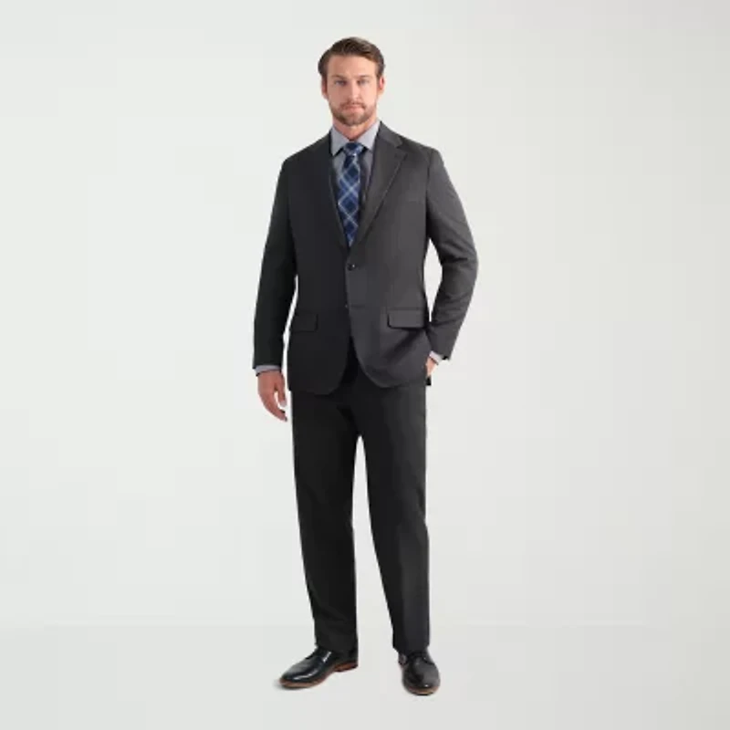 Haggar Smart Wash With Repreve Houndstooth Mens Stretch Fabric Classic Fit Flat Front Suit Pant