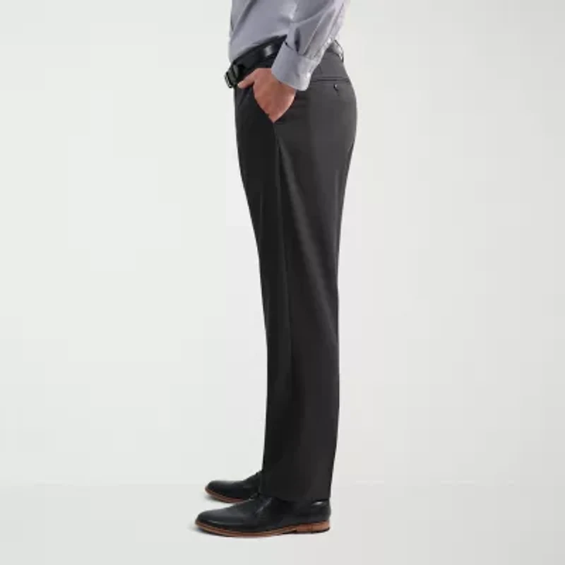 Haggar Smart Wash With Repreve Houndstooth Mens Stretch Fabric Classic Fit Flat Front Suit Pant