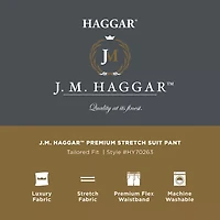 Haggar JMH Tailored Wool Mens Windowpane Stretch Fabric Modern Fit Flat Front Suit Pant