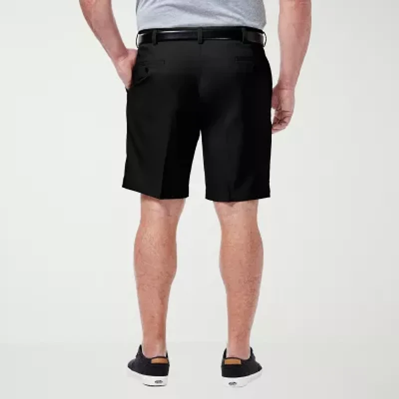 Haggar Cool 18 Pro Pleated Expandable Waist Mens 9 1/2" Big and Tall Stretch Fabric Moisture Wicking Quick Dry Chino Short