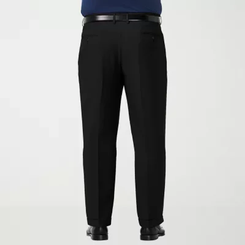 Haggar Premium Comfort Expandable Waist Mens Classic Fit Big and Tall Pleated Pant