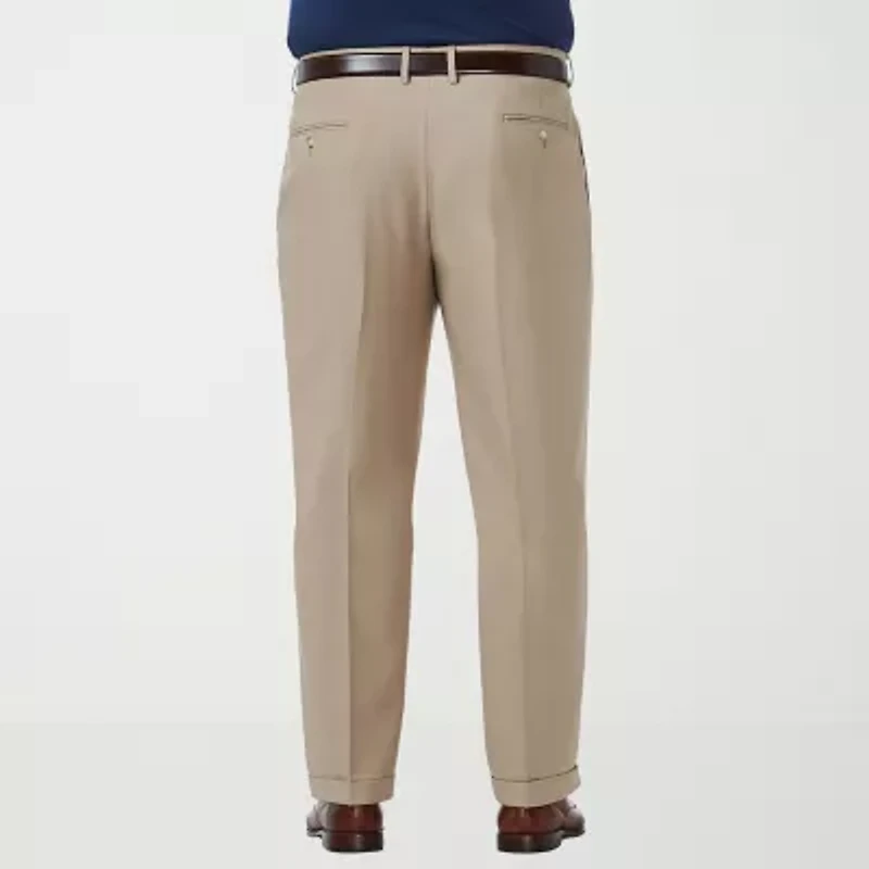 Haggar Premium Comfort Expandable Waist Mens Classic Fit Big and Tall Dress Pleated Pant
