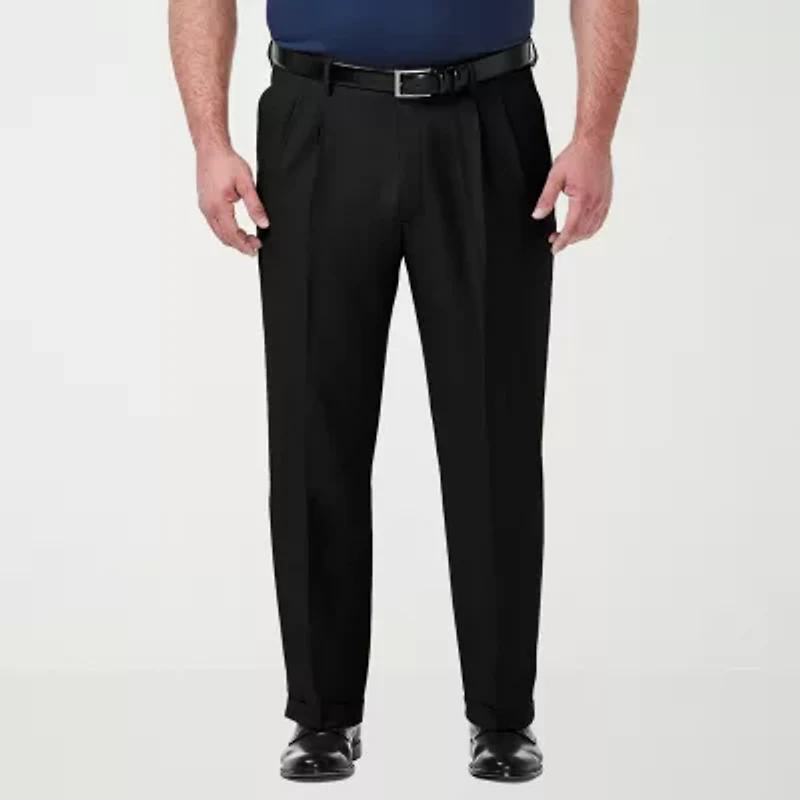Haggar Premium Comfort Expandable Waist Mens Classic Fit Big and Tall Pleated Pant
