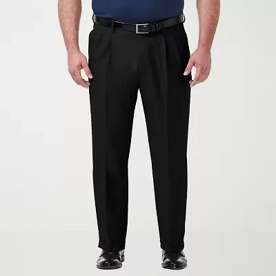 Haggar Premium Comfort Expandable Waist Mens Classic Fit Big and Tall Pleated Pant
