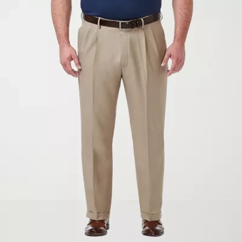 Haggar Premium Comfort Expandable Waist Mens Classic Fit Big and Tall Dress Pleated Pant