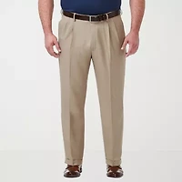 Haggar Premium Comfort Expandable Waist Mens Classic Fit Big and Tall Dress Pleated Pant