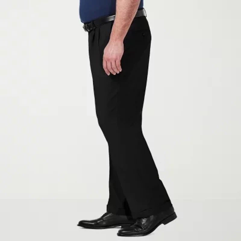 Haggar Premium Comfort Expandable Waist Mens Classic Fit Big and Tall Pleated Pant