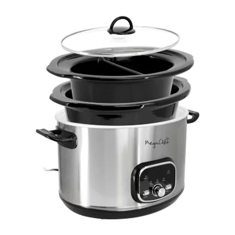 MegaChef 6 Quart + 2.6 Quart  Split Electric 8 Qt Slow Cooker