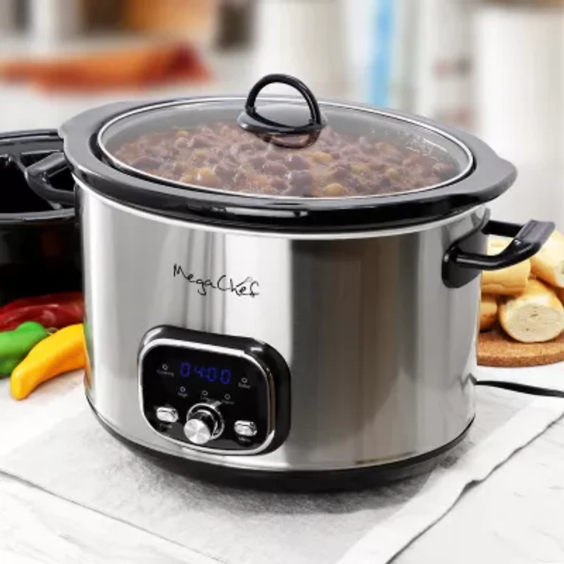 MegaChef 6 Quart + 2.6 Quart  Split Electric 8 Qt Slow Cooker