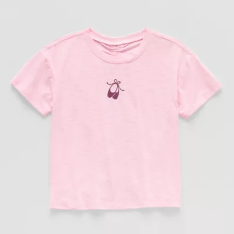 Okie Dokie Active Toddler & Little Girls Round Neck Short Sleeve Relaxed Fit Graphic T-Shirt