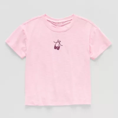 Okie Dokie Active Toddler & Little Girls Round Neck Short Sleeve Relaxed Fit Graphic T-Shirt