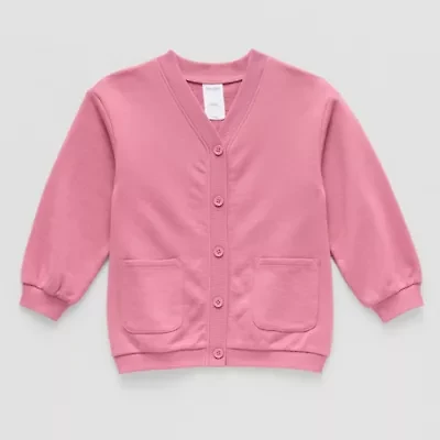Okie Dokie Toddler & Little Girls Crew Neck Long Sleeve Button Cardigan