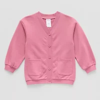 Okie Dokie Toddler & Little Girls Crew Neck Long Sleeve Button Cardigan