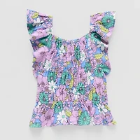 Thereabouts Little & Big Kid Girls Square Neck Short Sleeve Blouse