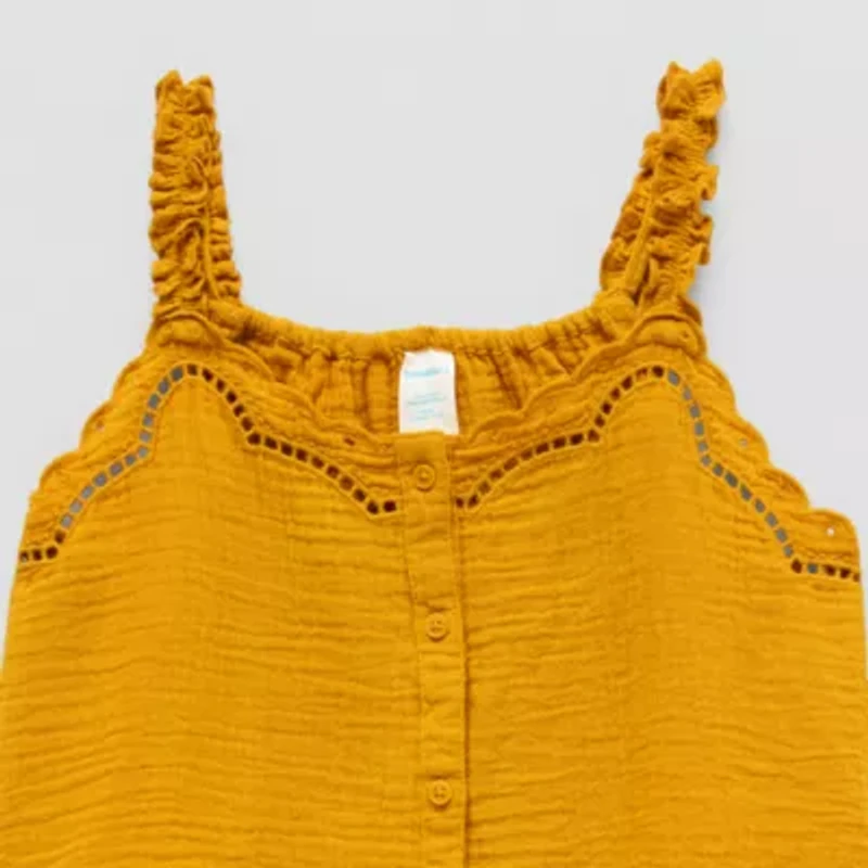 Thereabouts Little & Big Kid Girls Square Neck Embroidered Sleeveless Tank Top