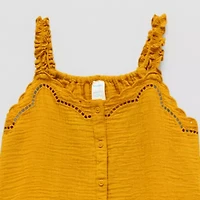 Thereabouts Little & Big Kid Girls Square Neck Embroidered Sleeveless Tank Top