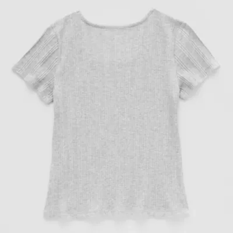 Thereabouts Little & Big Kid Girls Square Neck Short Sleeve T-Shirt