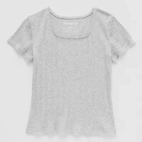 Thereabouts Little & Big Kid Girls Square Neck Short Sleeve T-Shirt