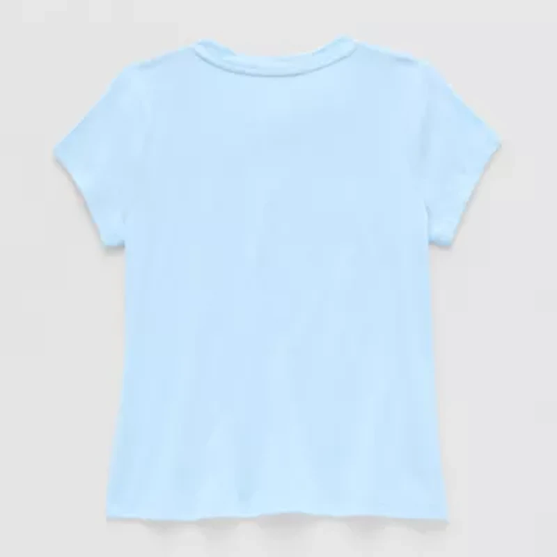 Thereabouts Little & Big Kid Girls Round Neck Short Sleeve Regular Fit Graphic T-Shirt