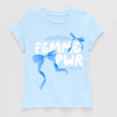 Thereabouts Little & Big Kid Girls Round Neck Short Sleeve Regular Fit Graphic T-Shirt