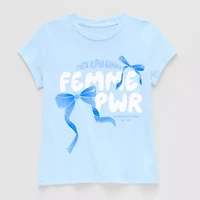 Thereabouts Little & Big Kid Girls Round Neck Short Sleeve Regular Fit Graphic T-Shirt