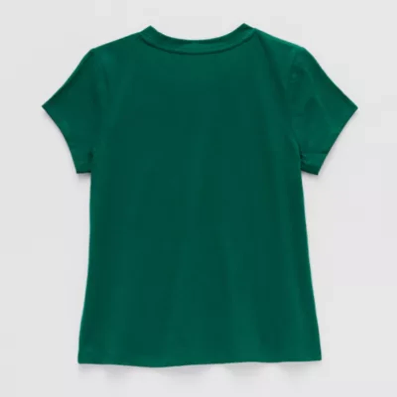 Thereabouts Little & Big Kid Girls Round Neck Short Sleeve Regular Fit Graphic T-Shirt
