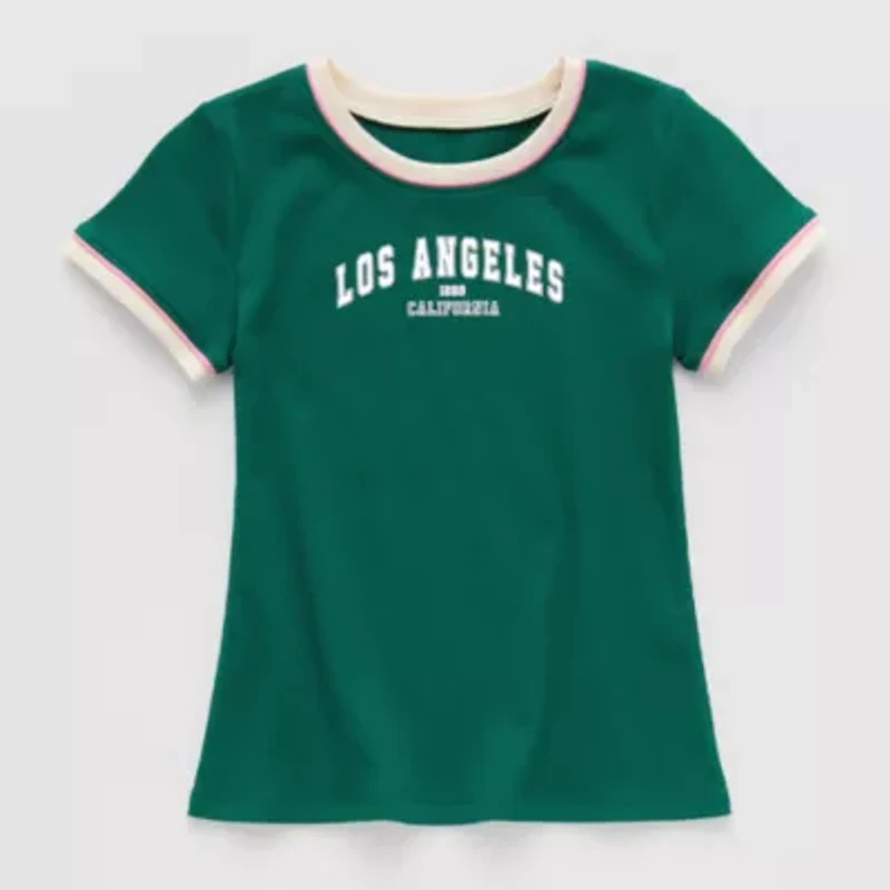 Thereabouts Little & Big Kid Girls Round Neck Short Sleeve Graphic T-Shirt