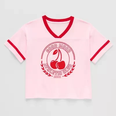 Thereabouts Little & Big Kid Girls V Neck Short Sleeve Regular Fit Graphic T-Shirt