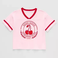 Thereabouts Little & Big Kid Girls V Neck Short Sleeve Regular Fit Graphic T-Shirt