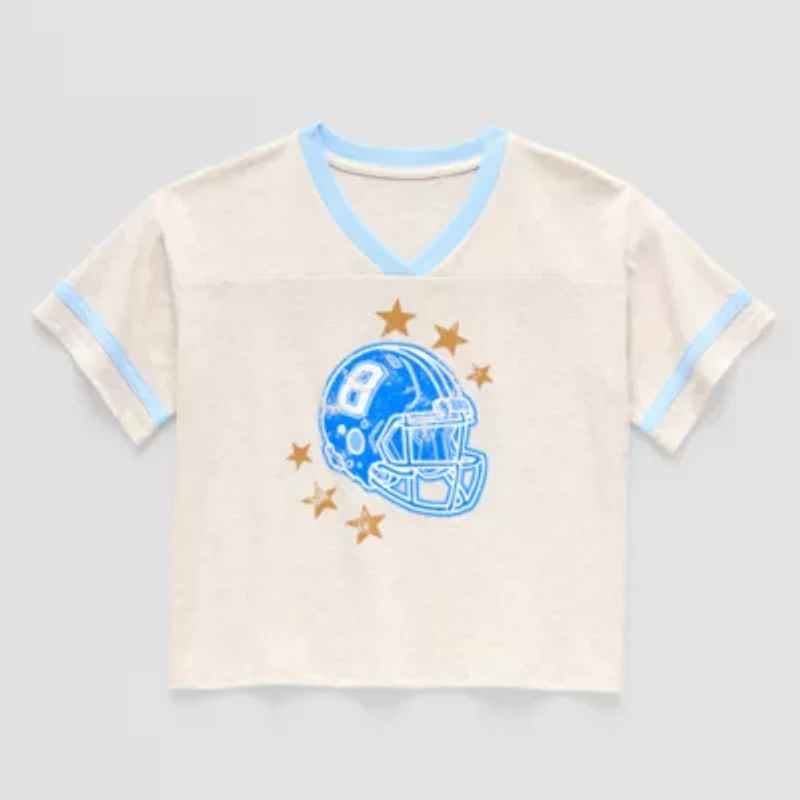 Thereabouts Little & Big Kid Girls V Neck Short Sleeve Regular Fit Graphic T-Shirt